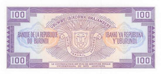 Burundi p29v 100 Francs 1993